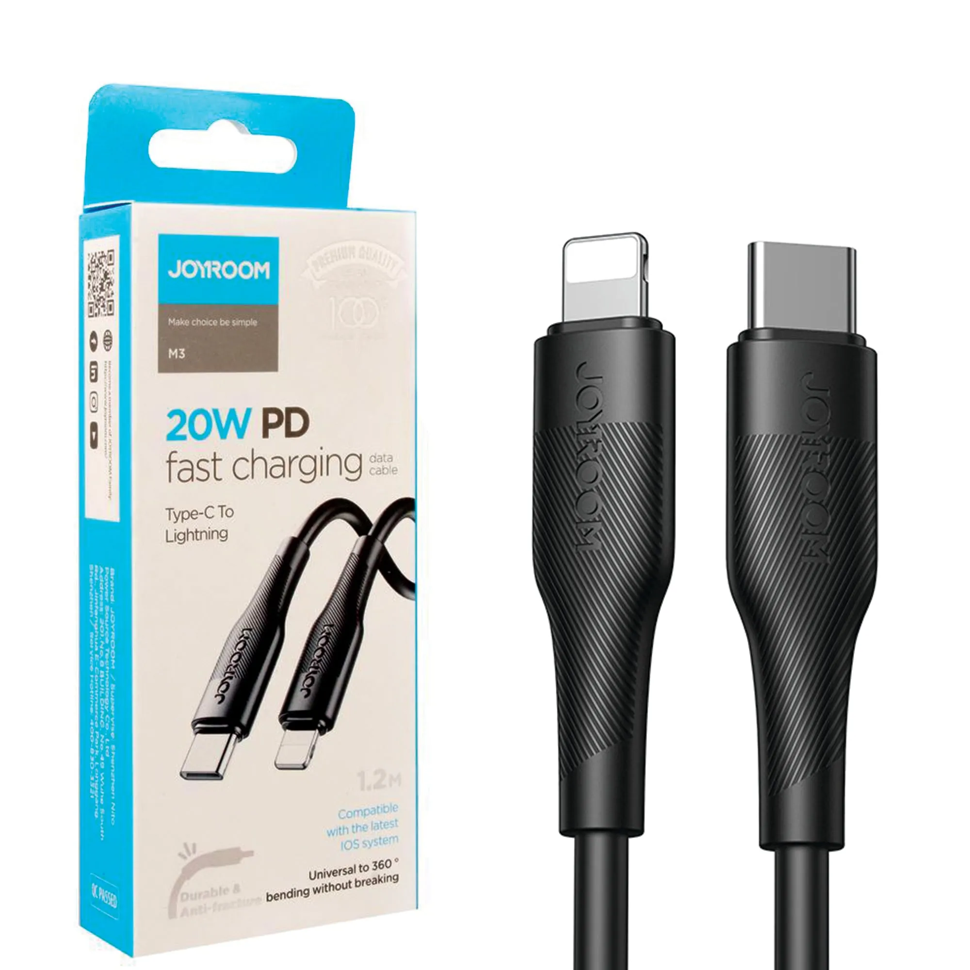 JOYROOM S-1224M3 TYPE-C TO LIGHTNING FAST CHARGING CABLE 1.2M BLACK