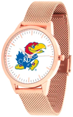 Kansas Jayhawks Statement Mesh Band Unisex Watch - Rose