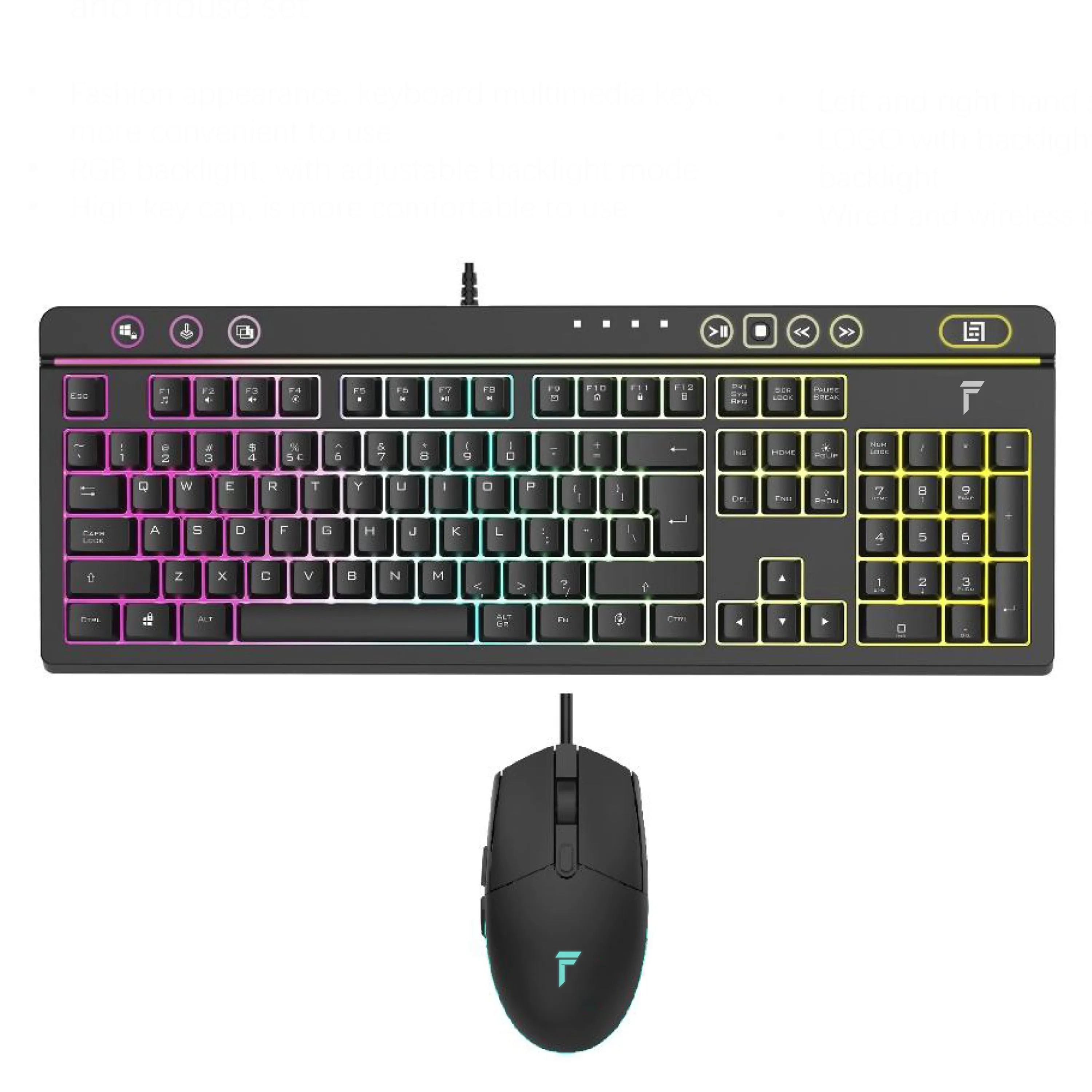 KB8038   MS3108 RGB backlight, with adjustable backlight mode | Left- and right-hand symmetrical mouse