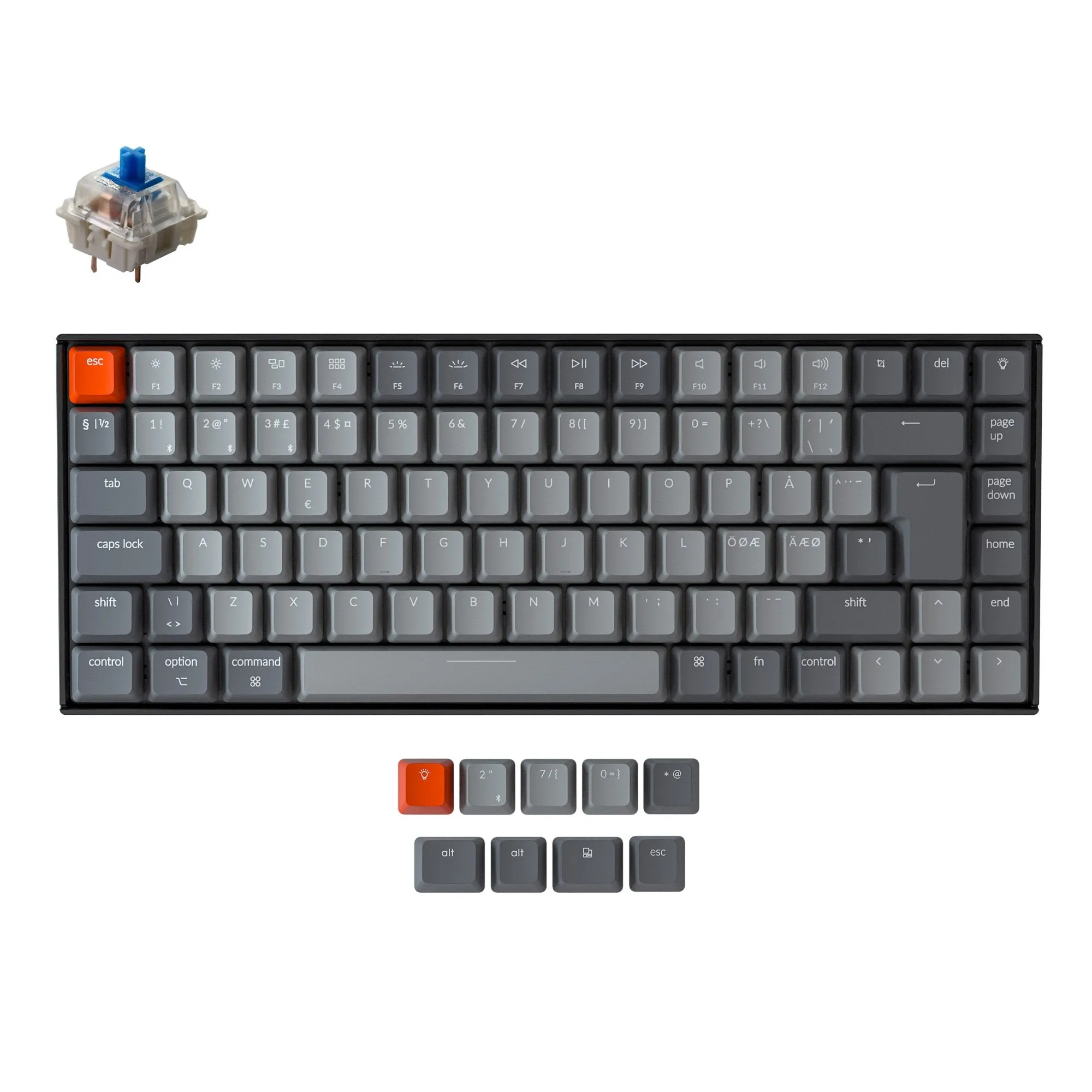 Keychron K2 Wireless Mechanical Keyboard (Nordic ISO Layout) - Version 2