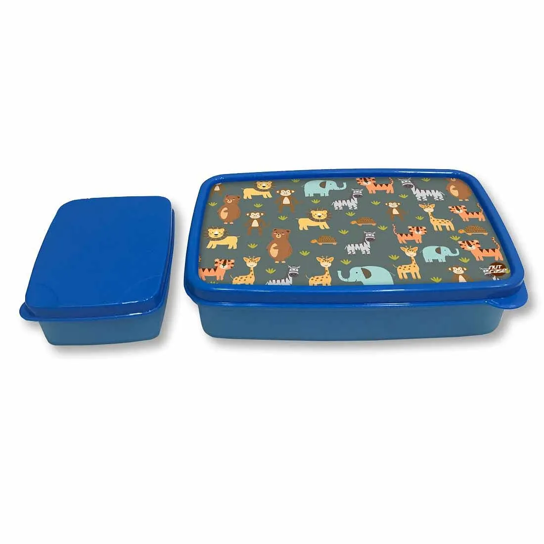 Kids Plastic Lunch Box With Small Container for Kids Boys - Forest Animals