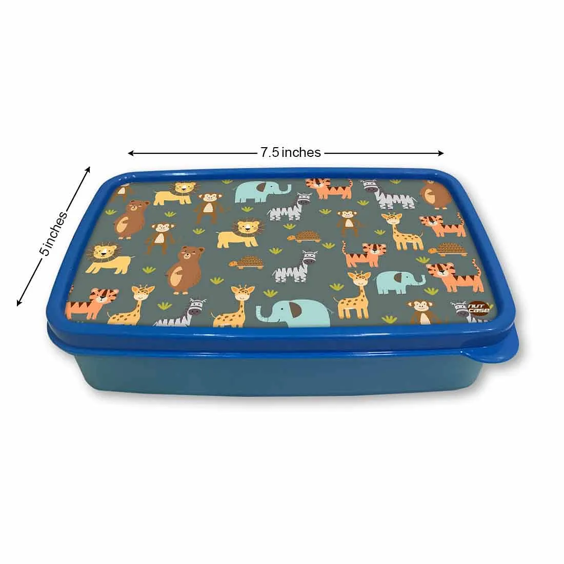 Kids Plastic Lunch Box With Small Container for Kids Boys - Forest Animals