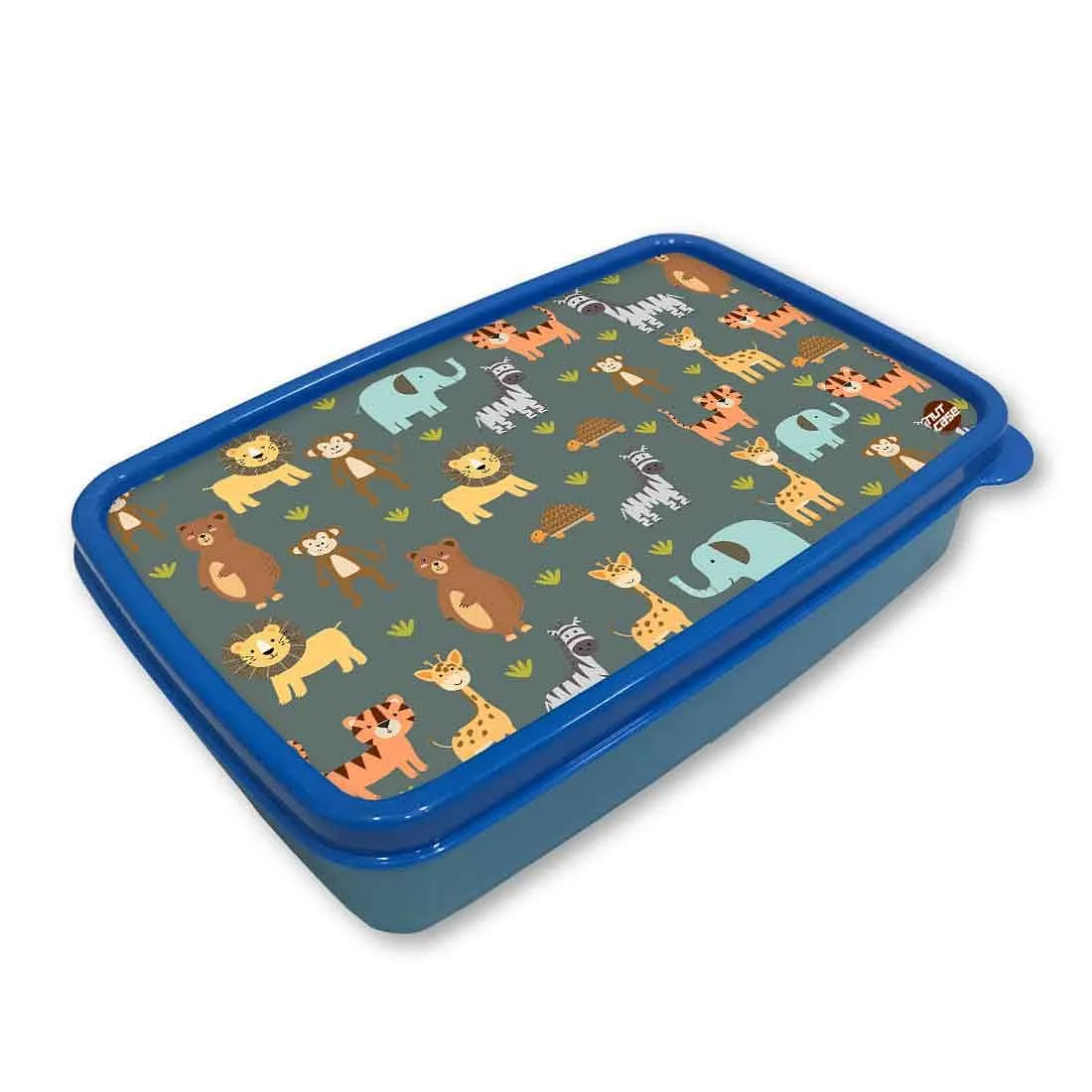 Kids Plastic Lunch Box With Small Container for Kids Boys - Forest Animals