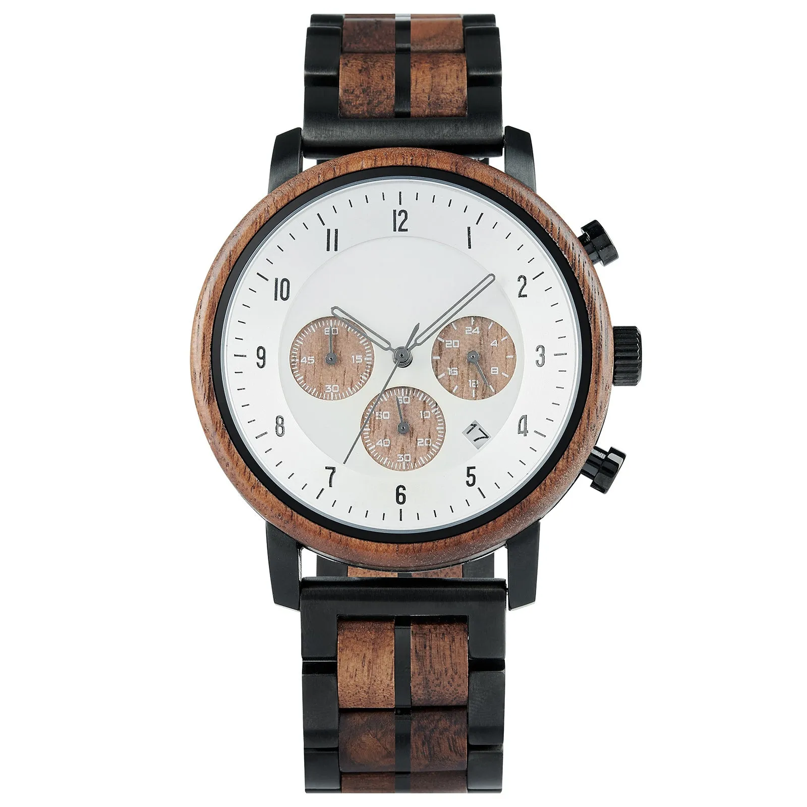 Kobe - Black Steel & Walnut Chronograph