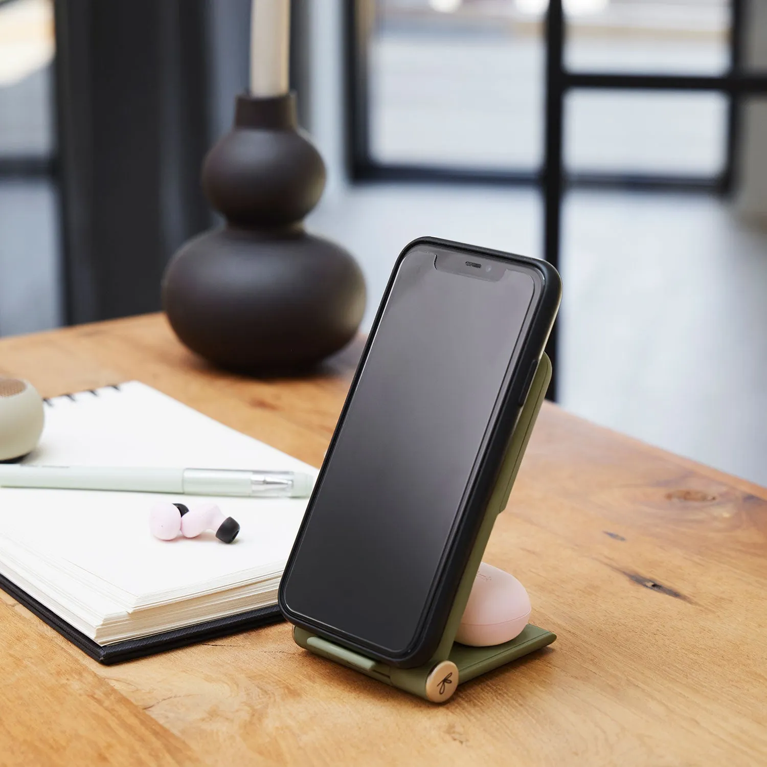 kreafunk | recharge plus wireless charger | dusty olive - LC