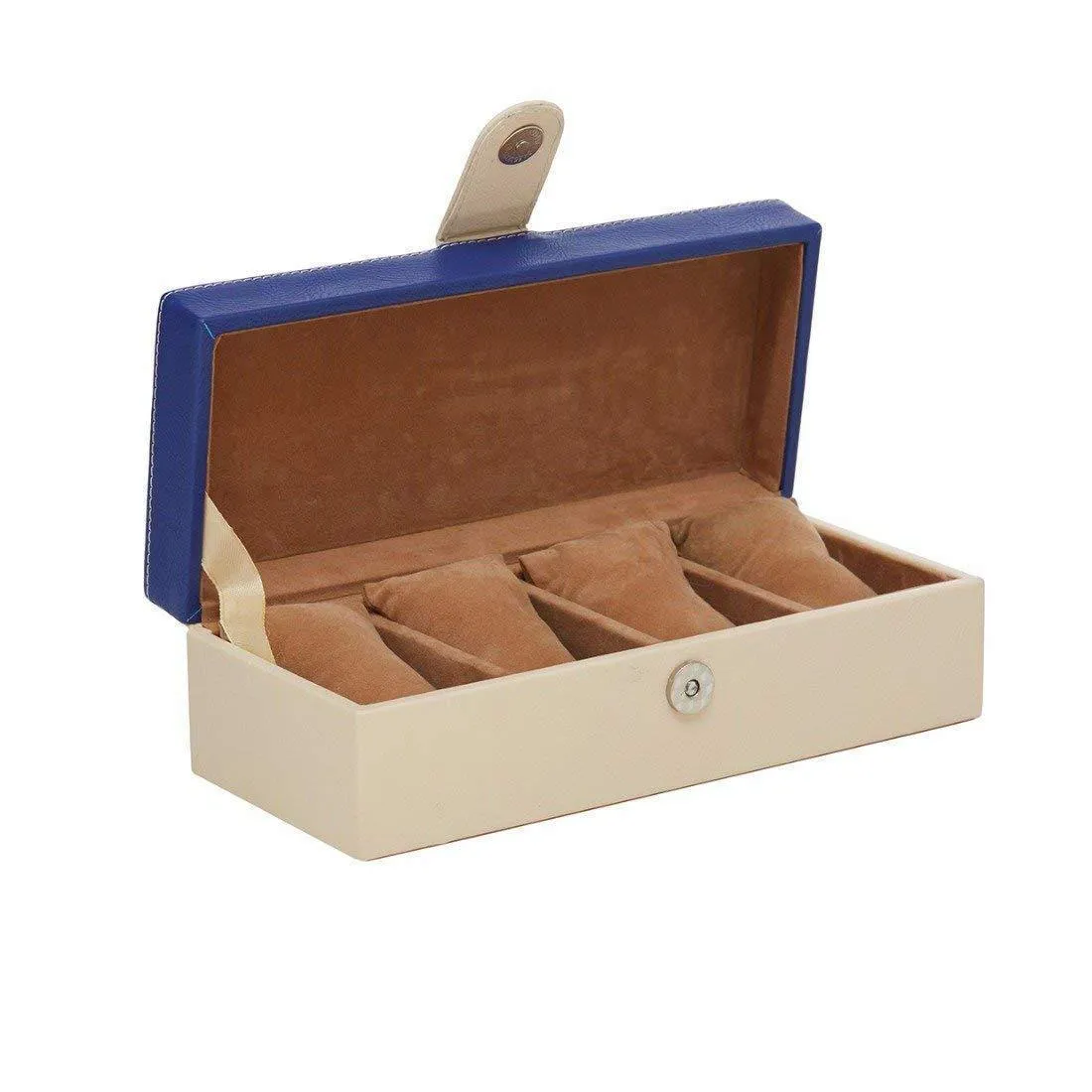 Leather World Unisex Beige 4 Slots Watch Organiser Box