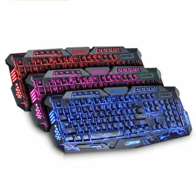 LED Gaming Keyboard with 3 Color Luminous Backlit for Large-Scale Game