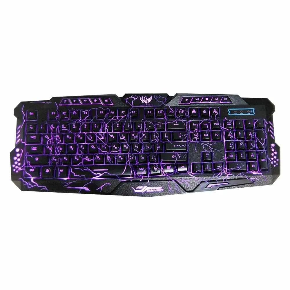 LED Gaming Keyboard with 3 Color Luminous Backlit for Large-Scale Game