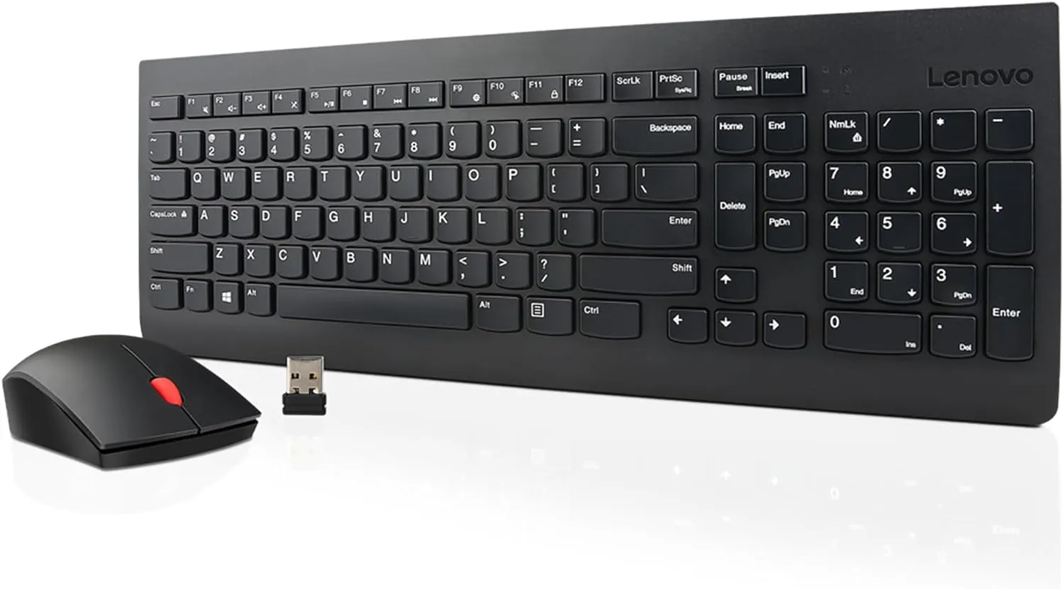 Lenovo 510 Wireless Keyboard & Mouse Combo, 2.4 Ghz Nano USB Receiver, Full Size, Island Key Design, Left or Right Hand, 1200 DPI Optical Mouse, GX30N81775, Black