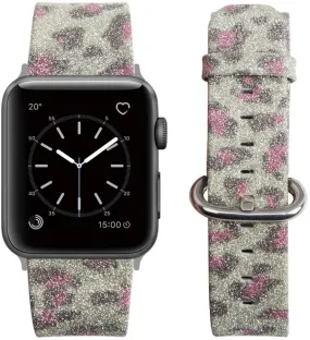 Leopard Sparkly Glitter Leather Band For Apple Watch