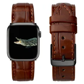 Light Brown Alligator Leather Strap for Apple Watch Ultra Series 8 7 6 5 4 3 SE | AW-06