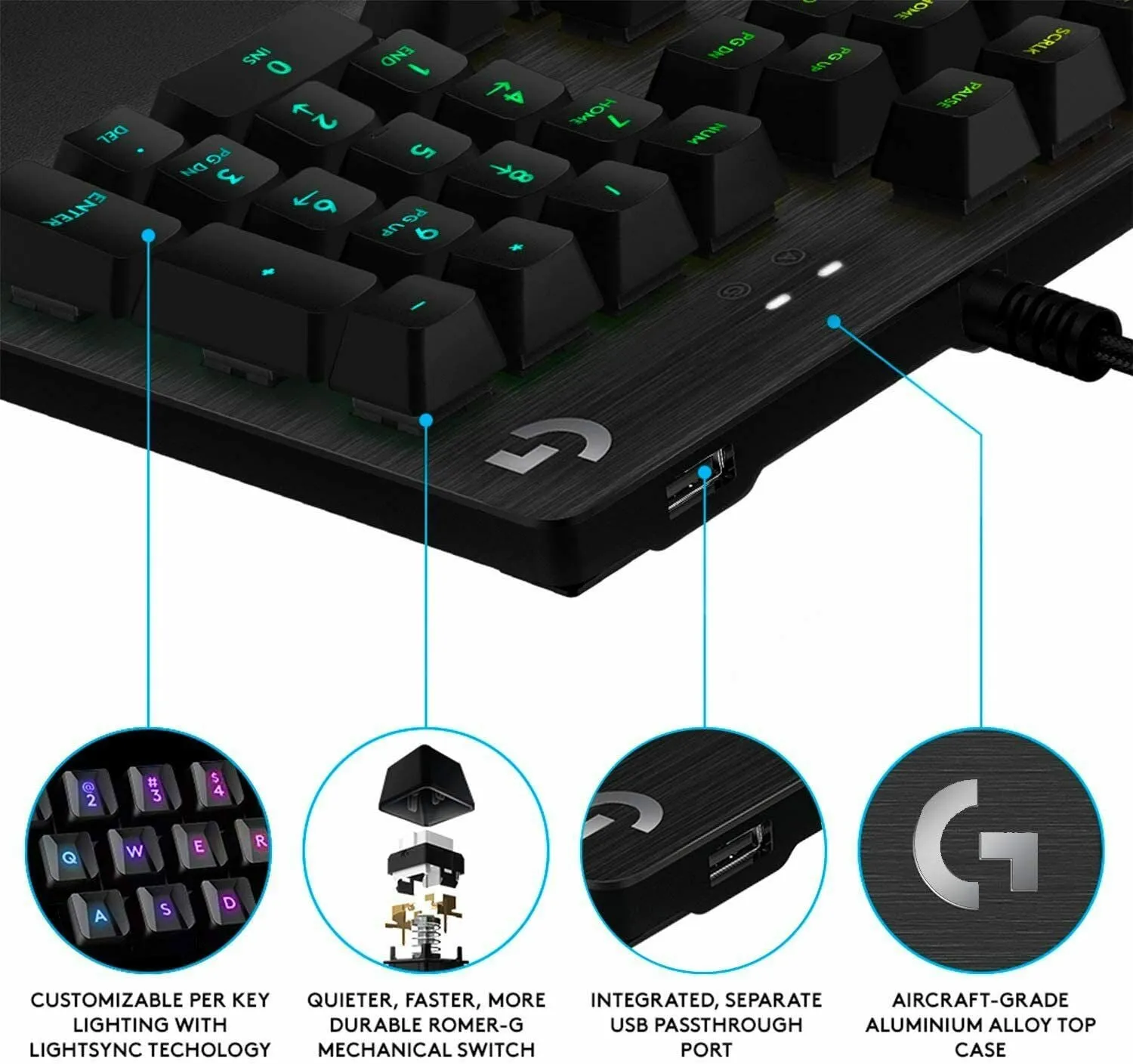 Logitech G512 SE Lightsync RGB Mechanical Gaming Keyboard with USB Passthrough