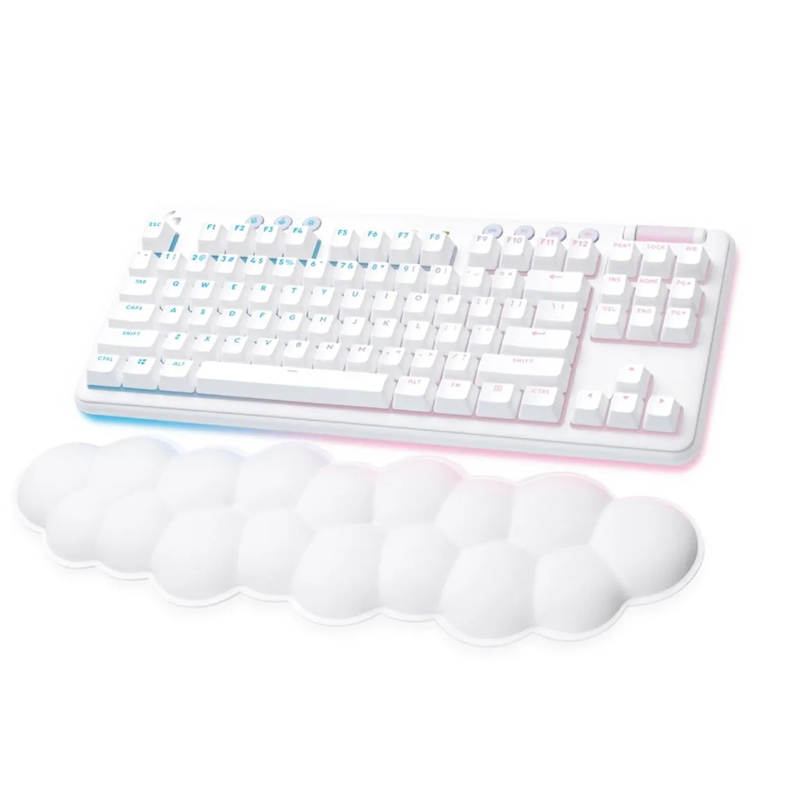 Logitech G715 Wireless Mechanical Gaming Keyboard with LIGHTSYNC RGB Lighting, LIGHTSPEED, PC and Mac Compatible, White Mist - Cloud Shaped Palm Rest | Aurora Collection