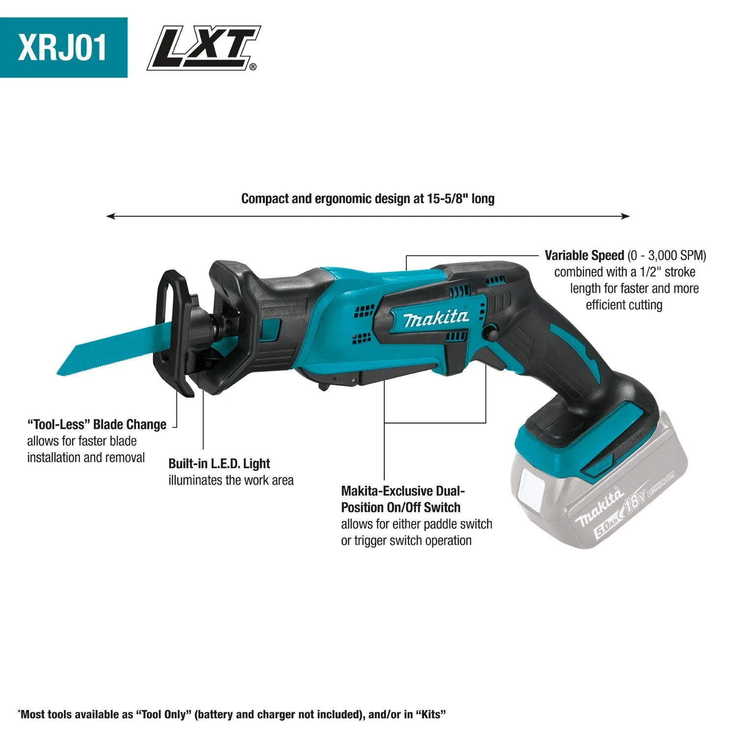 Makita (XRJ01Z-R) 18V LXT® Compact Reciprocating Saw (Tool Only) (Factory Reconditioned)