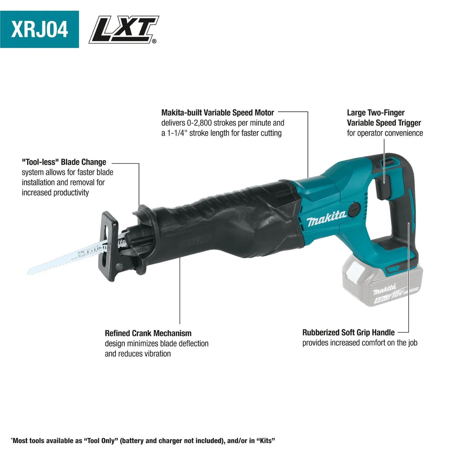 Makita (XRJ04Z) 18V LXT® Reciprocating Saw (Tool Only)