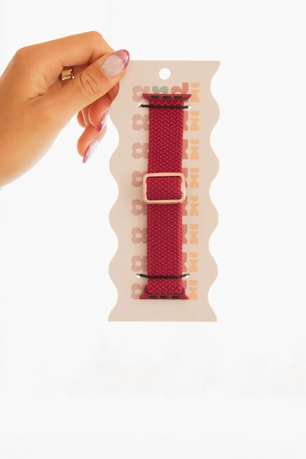 Maroon Thick Weaved Adjustable Elastic Watch Band