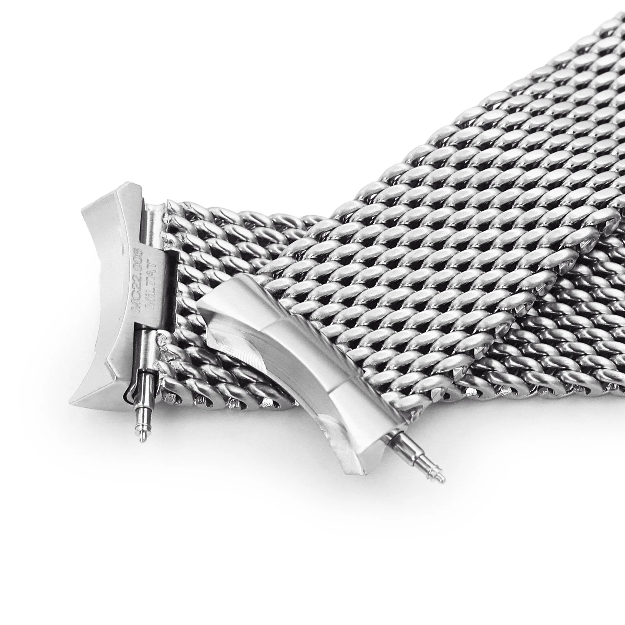 Massy Mesh Watch Band compatible with Seiko SKX007, V-Clasp, Brushed