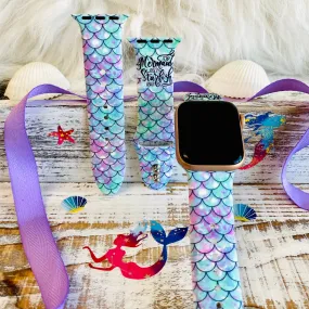 Mermaid Kisses Print Silicone Band For Apple Watch