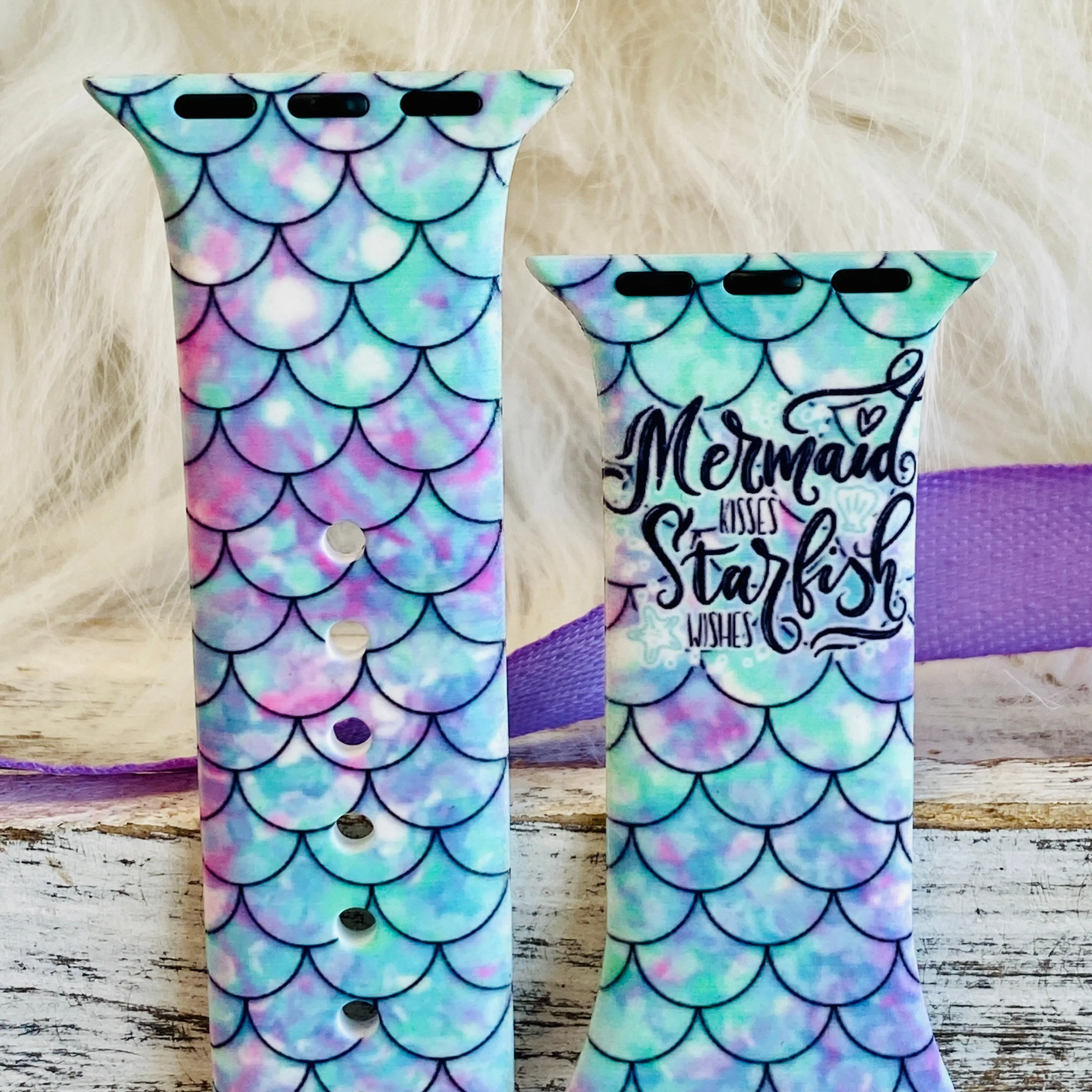 Mermaid Kisses Print Silicone Band For Apple Watch