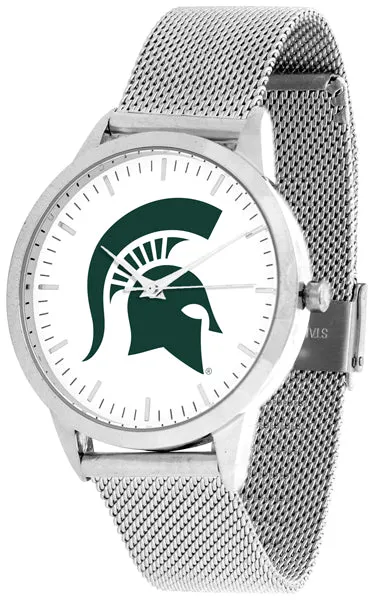 Michigan State Statement Mesh Band Unisex Watch - Silver