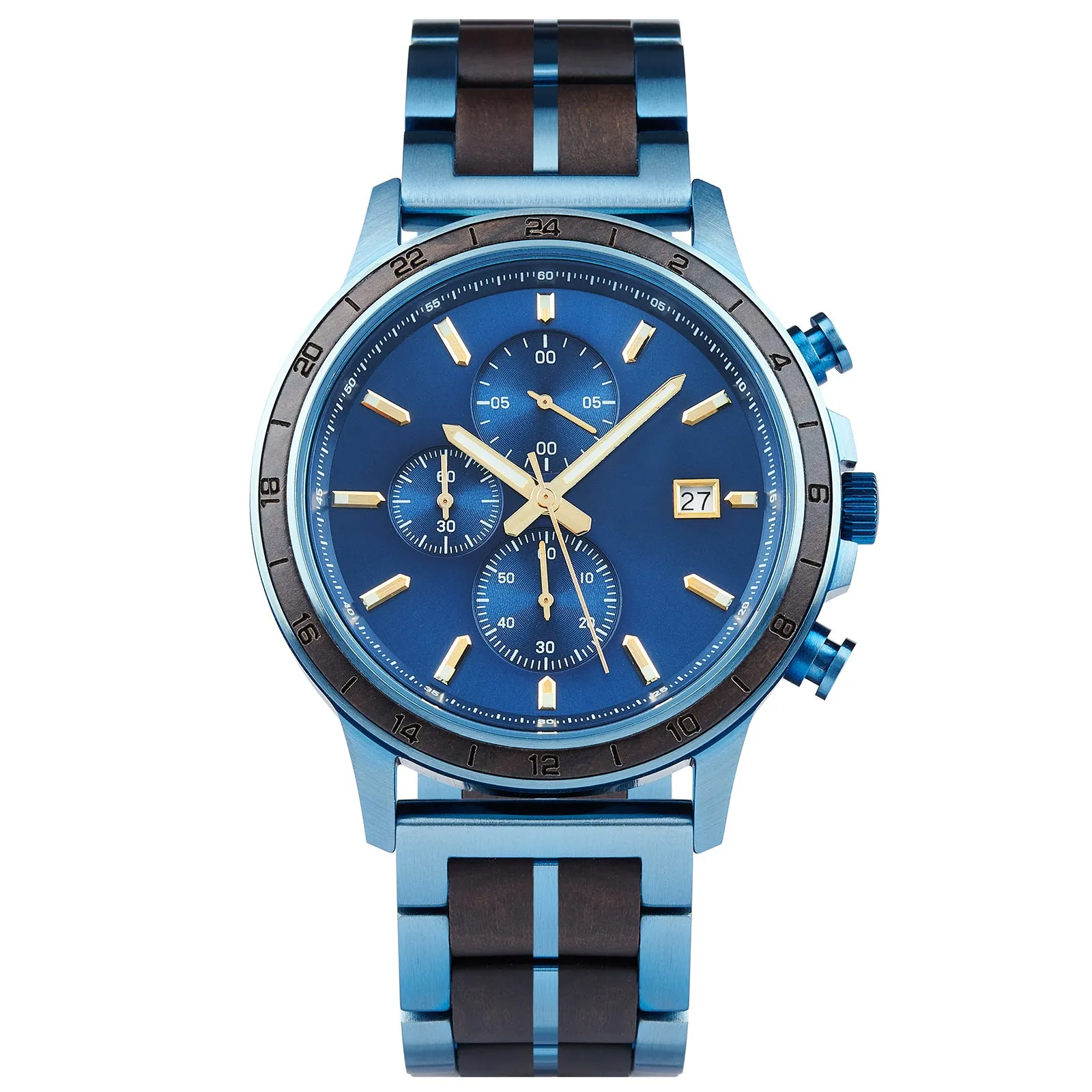 Milan - Blue Steel & Ebony Chronograph