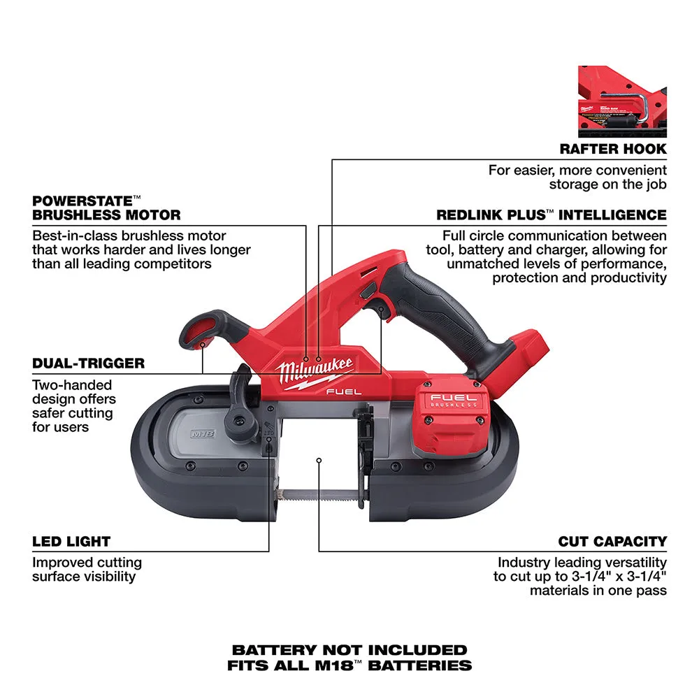 Milwaukee 2829S-20 M18 Fuel Compact Dual-Trigger Band Saw