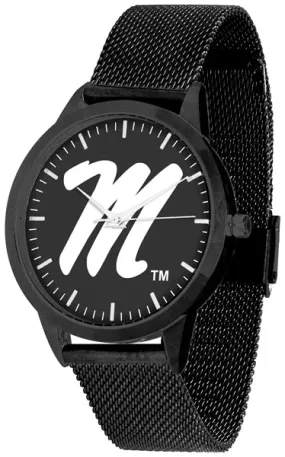 Mississippi Rebels Statement Mesh Band Unisex Watch - Black - Black Dial