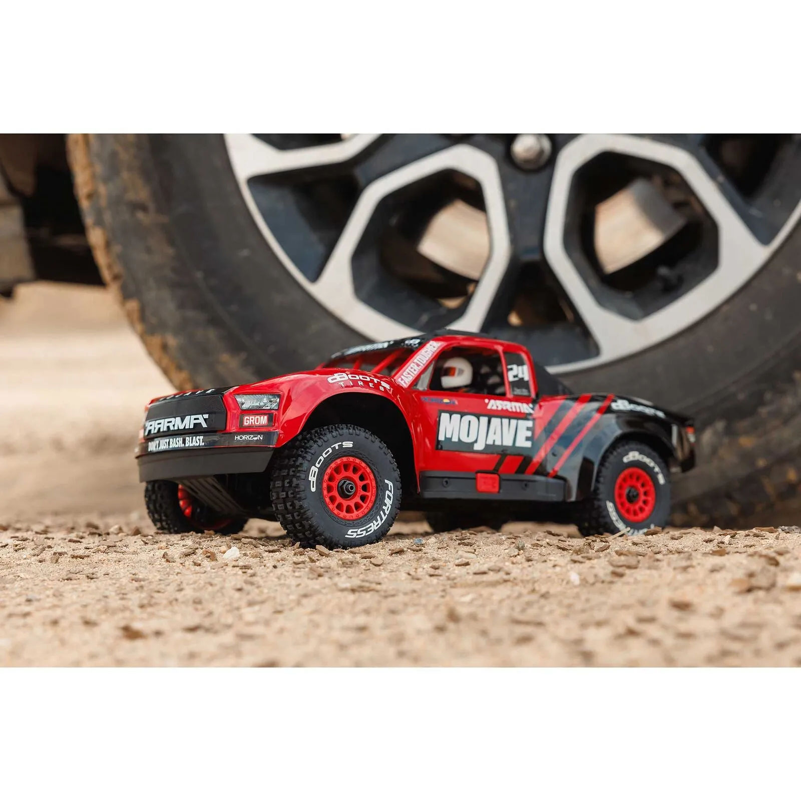 MOJAVE GROM MEGA 380 Brushed 4X4 Small Scale Desert Truck RTR with Battery & Charger, Red/Black