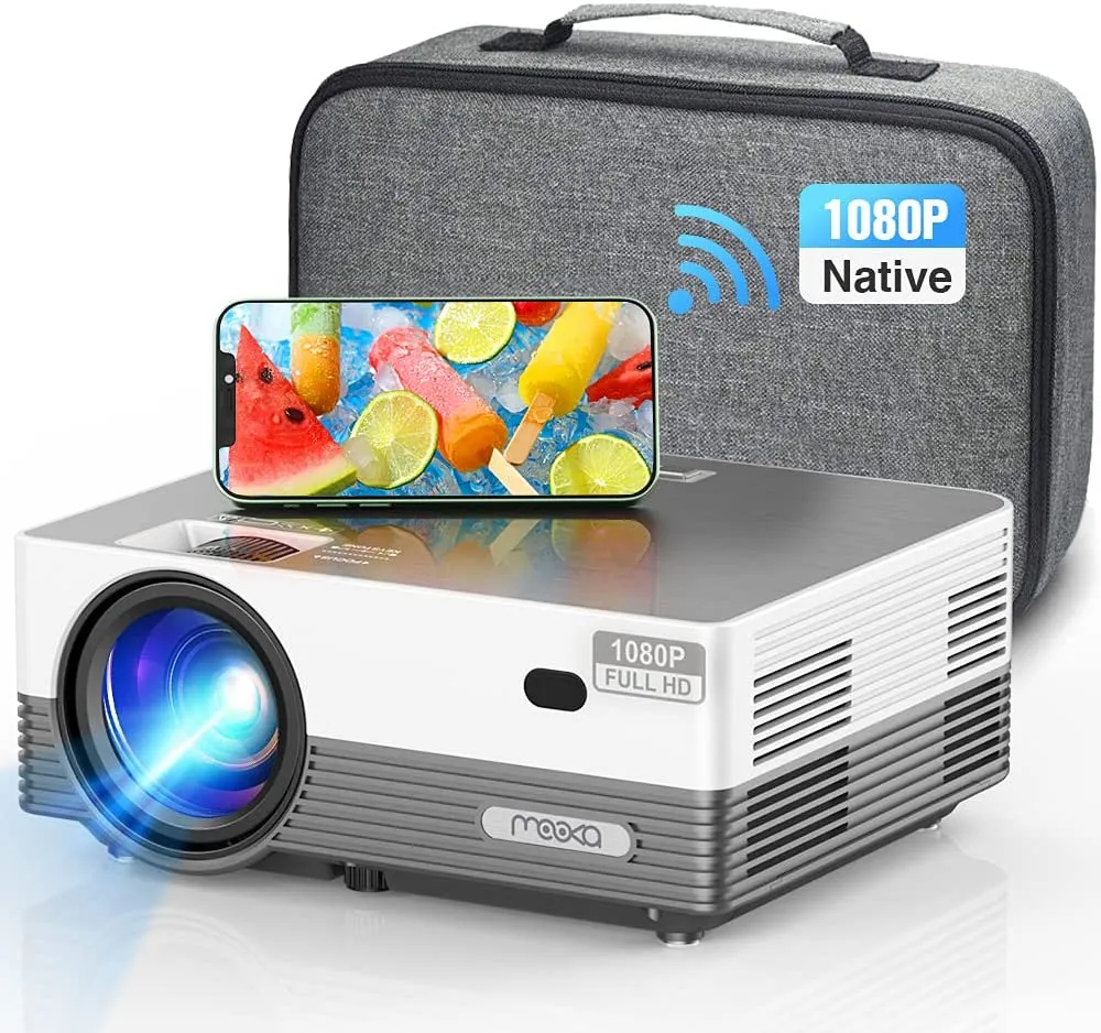 MOOKA Q6 Real 1080P Mini WiFi Projector, Upgraded 8500L Video Projector