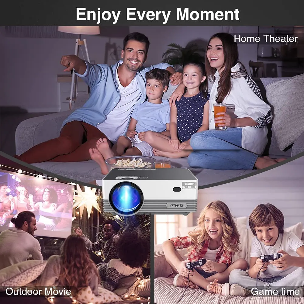 MOOKA Q6 Real 1080P Mini WiFi Projector, Upgraded 8500L Video Projector