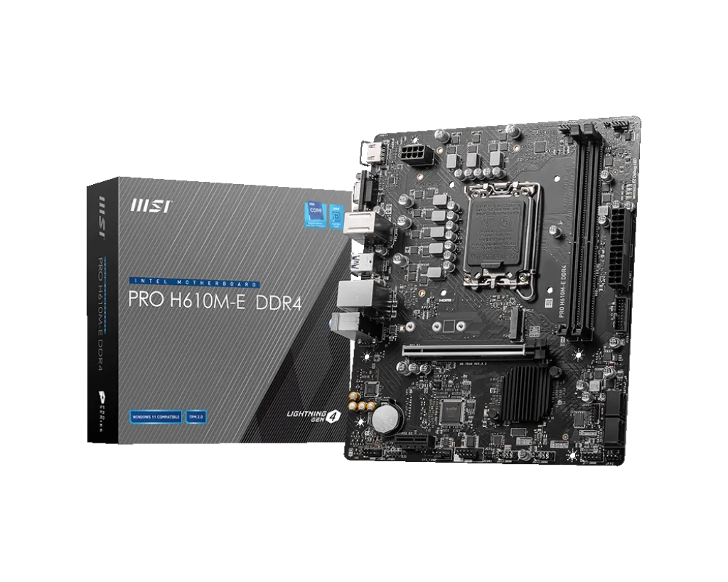 MSI PRO H610M-E DDR4 Micro ATX (mATX) Intel Motherboard | Intel LGA1700 Socket