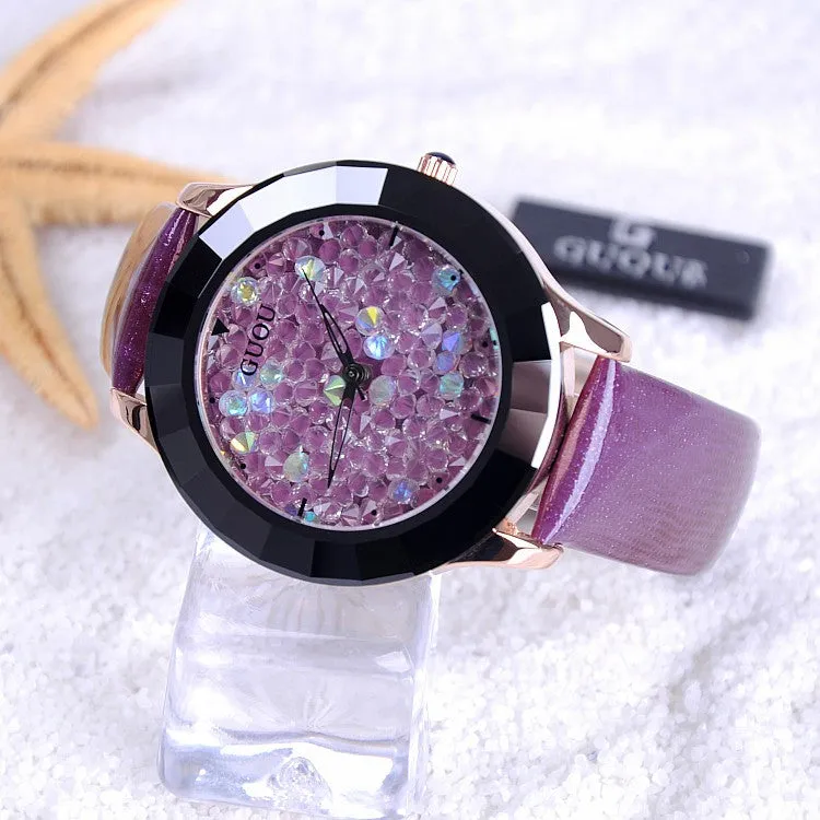 New Arrival Hongkong Brand Women Rhinestone Watches Austrian Crystal Ceramic Leather Band Women Dress Watches