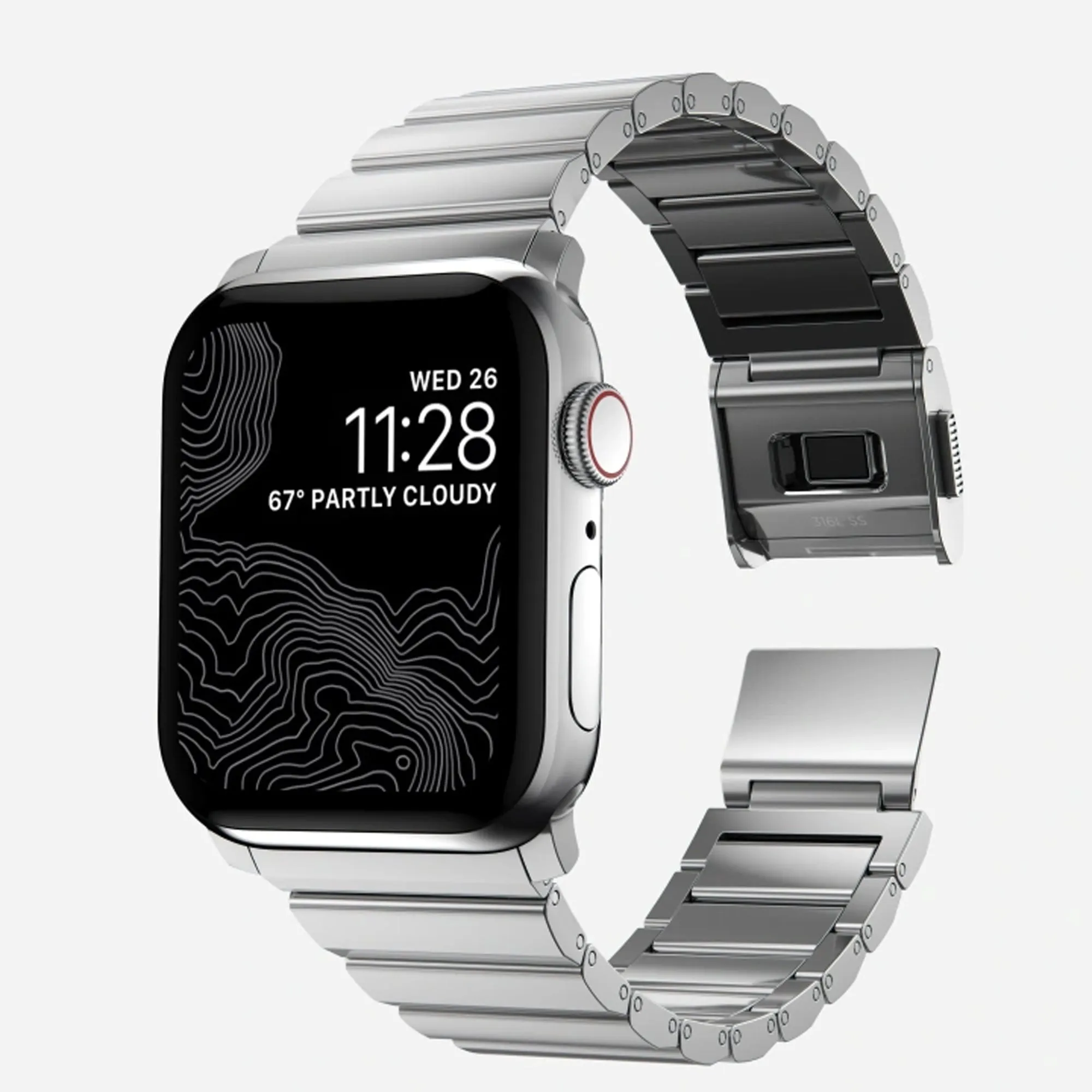 Nomad Stainless Steel Band (Version 2) for Apple Watch all Series use 49mm / 45mm / 44mm / 42mm )