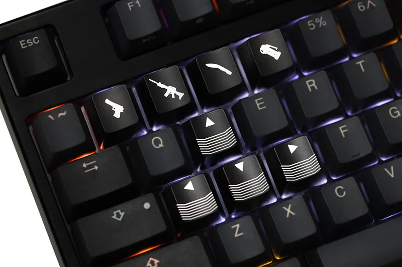 Novelty Shine Through Keycaps ABS Etched light Shine-Through cf crossfire gaming shortkey arrow key black red color wasd r4 r1