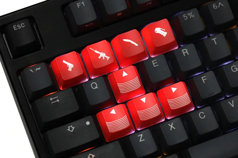 Novelty Shine Through Keycaps ABS Etched light Shine-Through cf crossfire gaming shortkey arrow key black red color wasd r4 r1