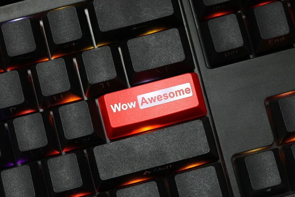 Novelty Shine Through Keycaps ABS Etched wow awesome black red enter backspace