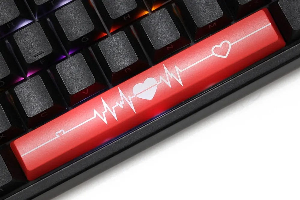 Novelty Shine Through spacebar ABS Etched Keycap light ECG electrocardiogram heart