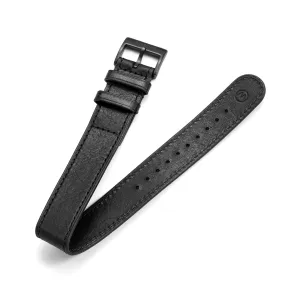 One-Piece Black Leather Band & Black PVD Buckle