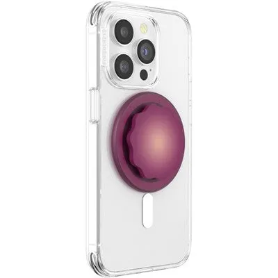 Open Box - PopSockets Magnetic Phone Grip with MagSafe, Magnetic Adapter Ring Included - Molded Flower Red Wine Translucent