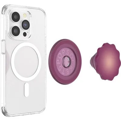 Open Box - PopSockets Magnetic Phone Grip with MagSafe, Magnetic Adapter Ring Included - Molded Flower Red Wine Translucent