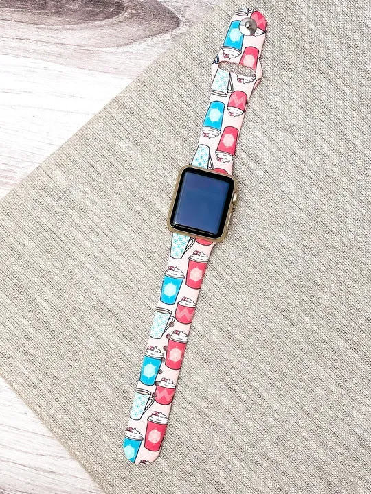 Peppermint Latte Printed Silicone Smart Watch Band