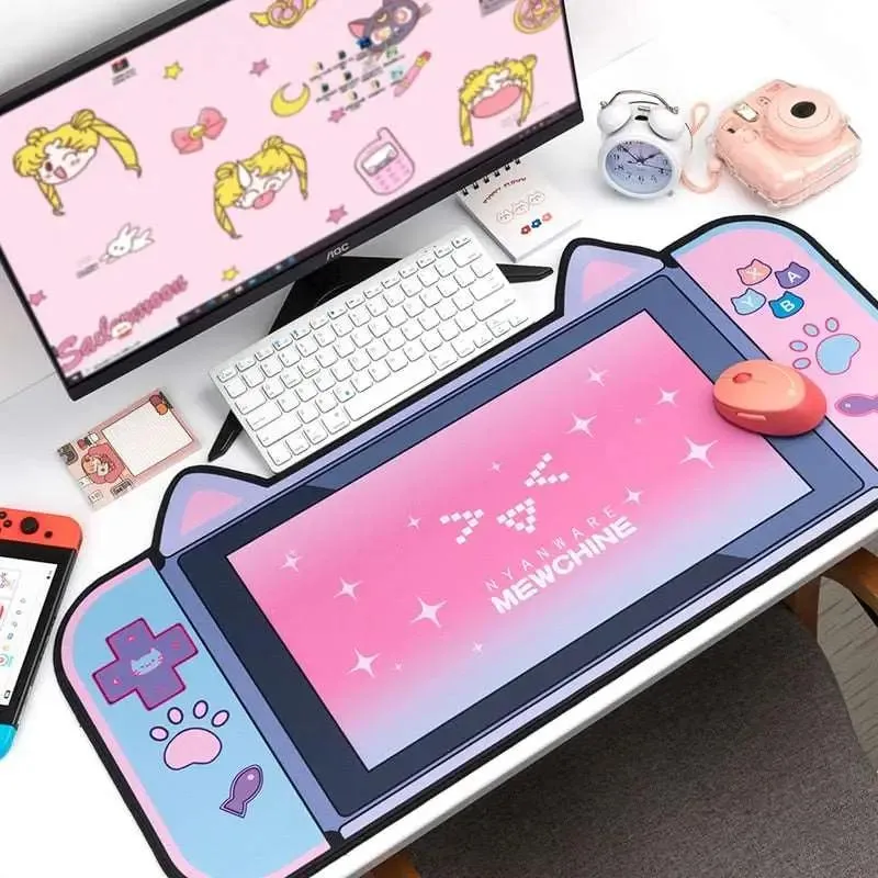 Pink Cat Keyboard and Mouse Pad   Wrist Rest