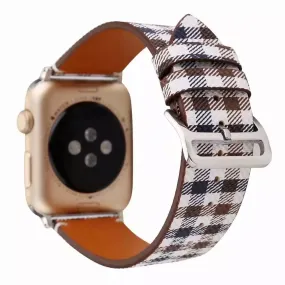 Plaid Leather Band For Apple Watch Multiple Styles Available