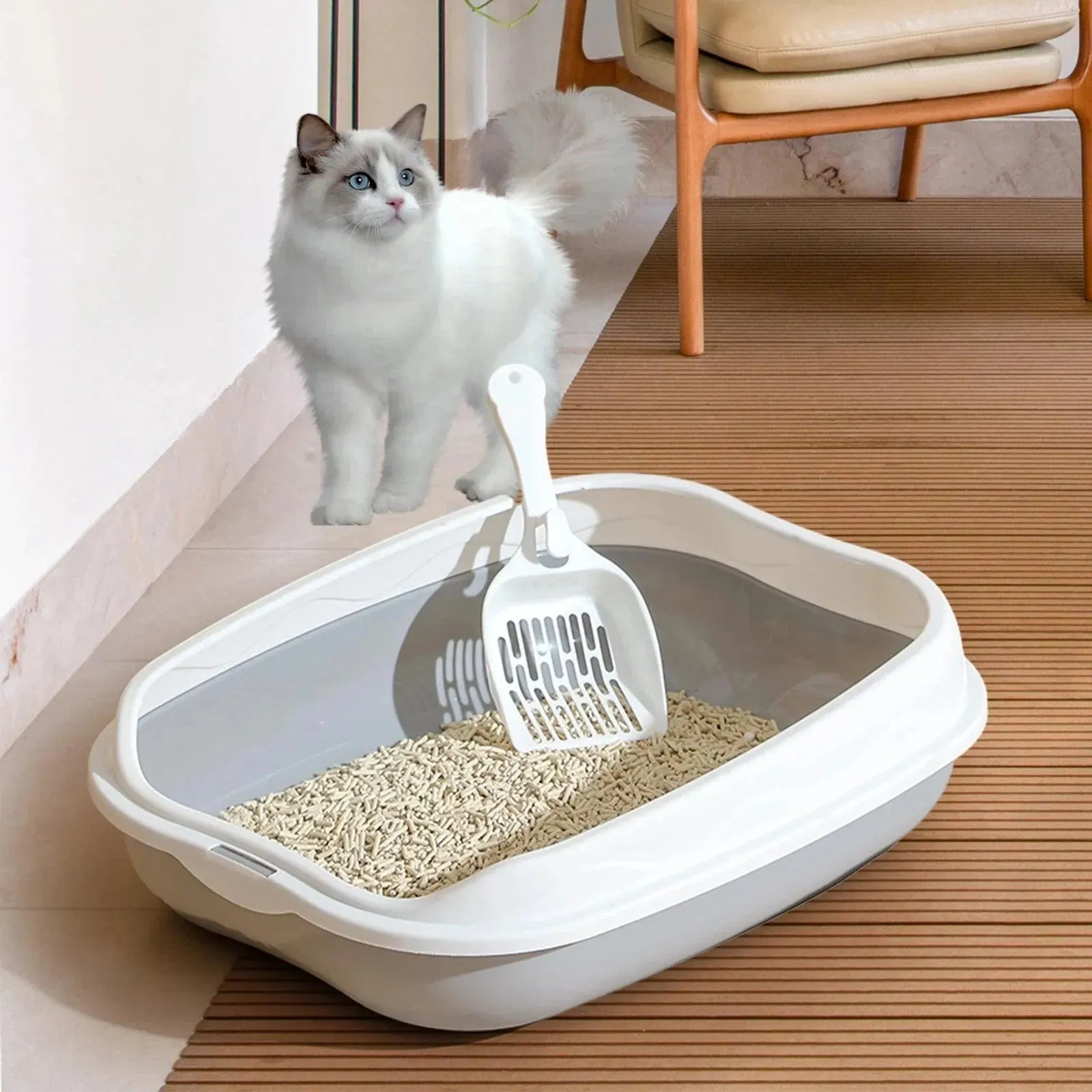 Portable Semi-Closed Cat Litter Box Bedpan Design