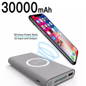 Power Bank Portable Wireless Fast Charging Portable 30000mAh Charger For iPhone Xiaomi Samsung