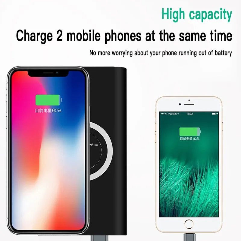 Power Bank Portable Wireless Fast Charging Portable 30000mAh Charger For iPhone Xiaomi Samsung