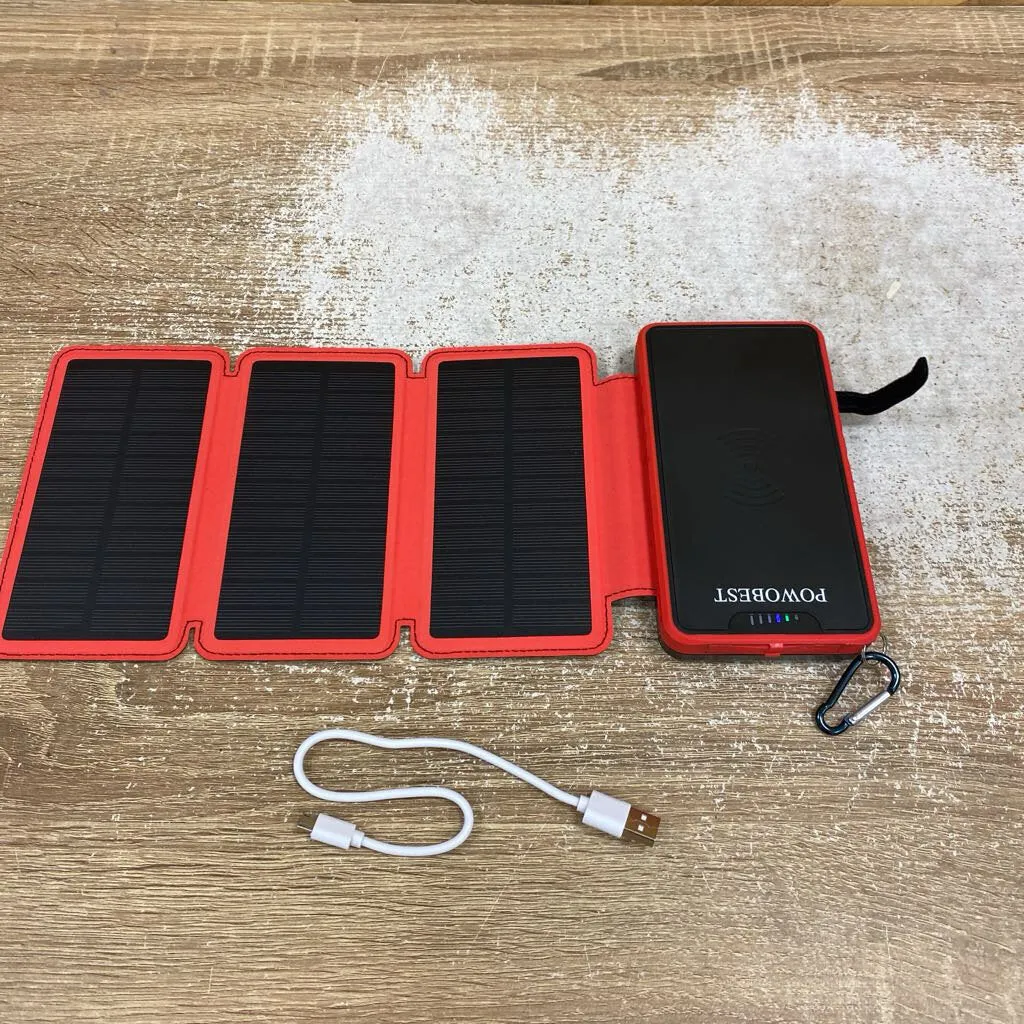 Powobest - Portable Solar Power Bank - MSRP compared $75: Black / Red--20000mAh