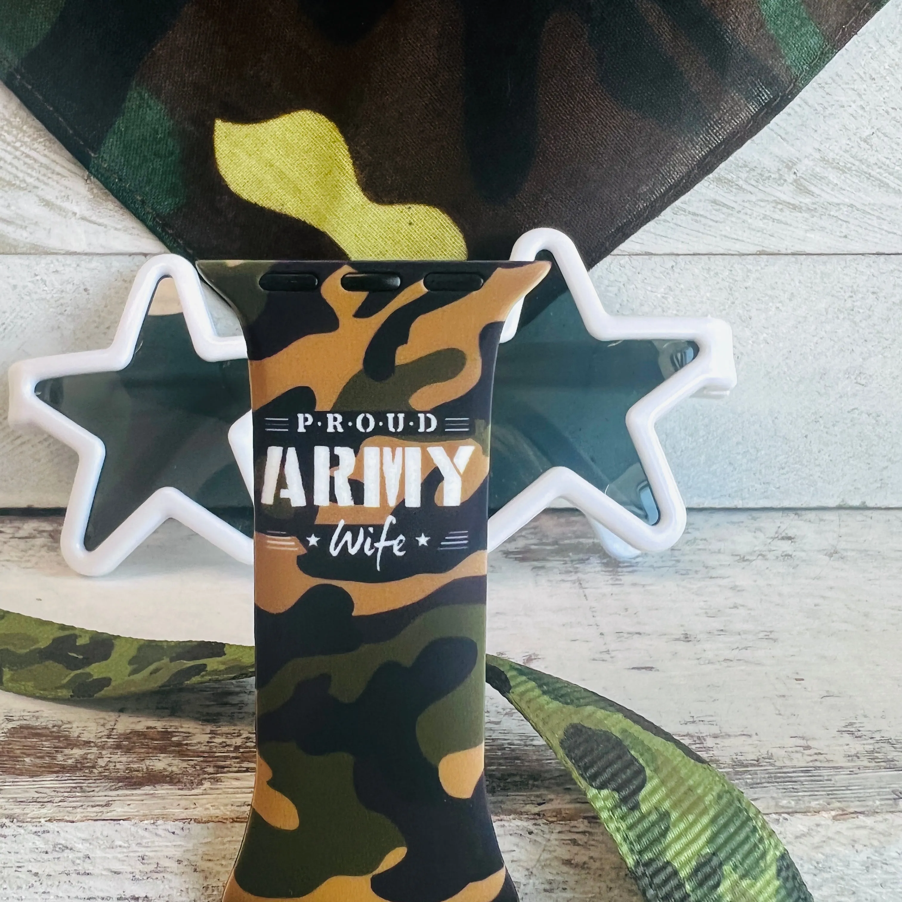 Proud Army Wife Print Silicone Band For Apple Watch