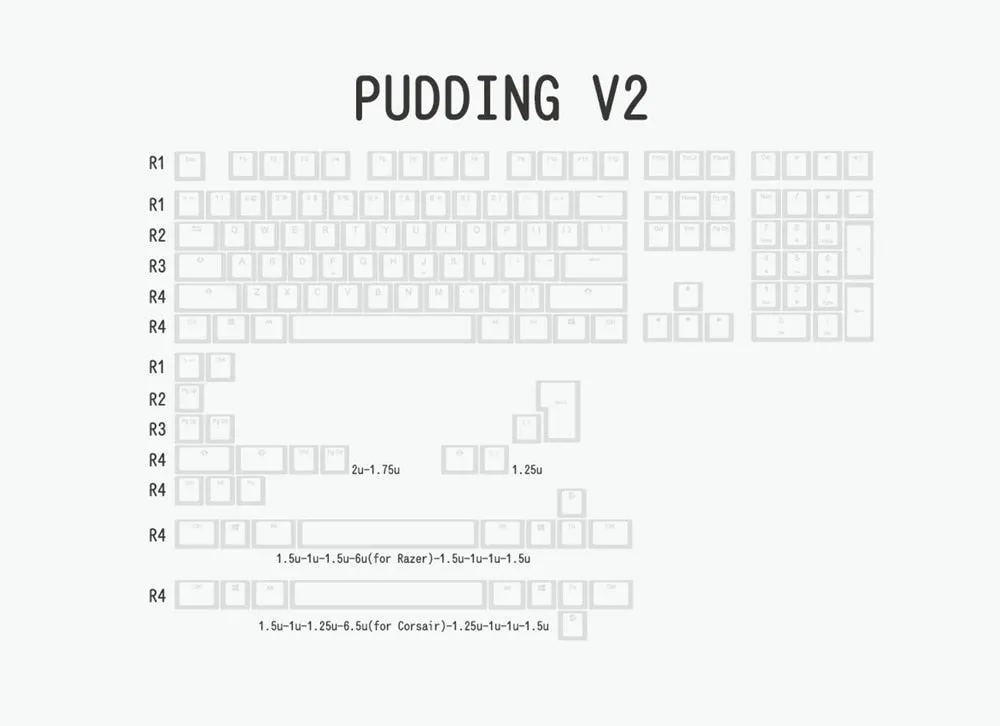 pudding V2 pbt doubleshot keycap oem backlit mechanical keyboard white gh60 poker 87 tkl 104 108 ansi iso xd64 xd68 xd84 bm60