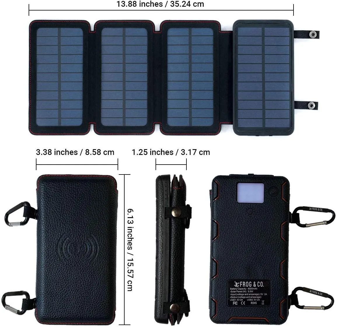 QuadraPro 5.5W Solar 4-Panel Portable Wireless Cell Phone Charger